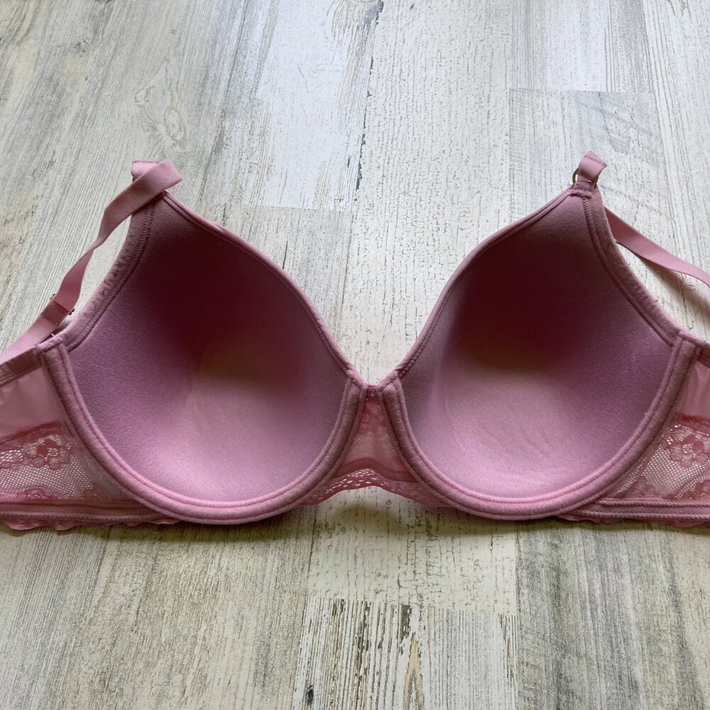 Natori Women's Size 34D T-Shirt Bra Light Pink Lace Detail Nylon/Elastane - Picture 5 of 8